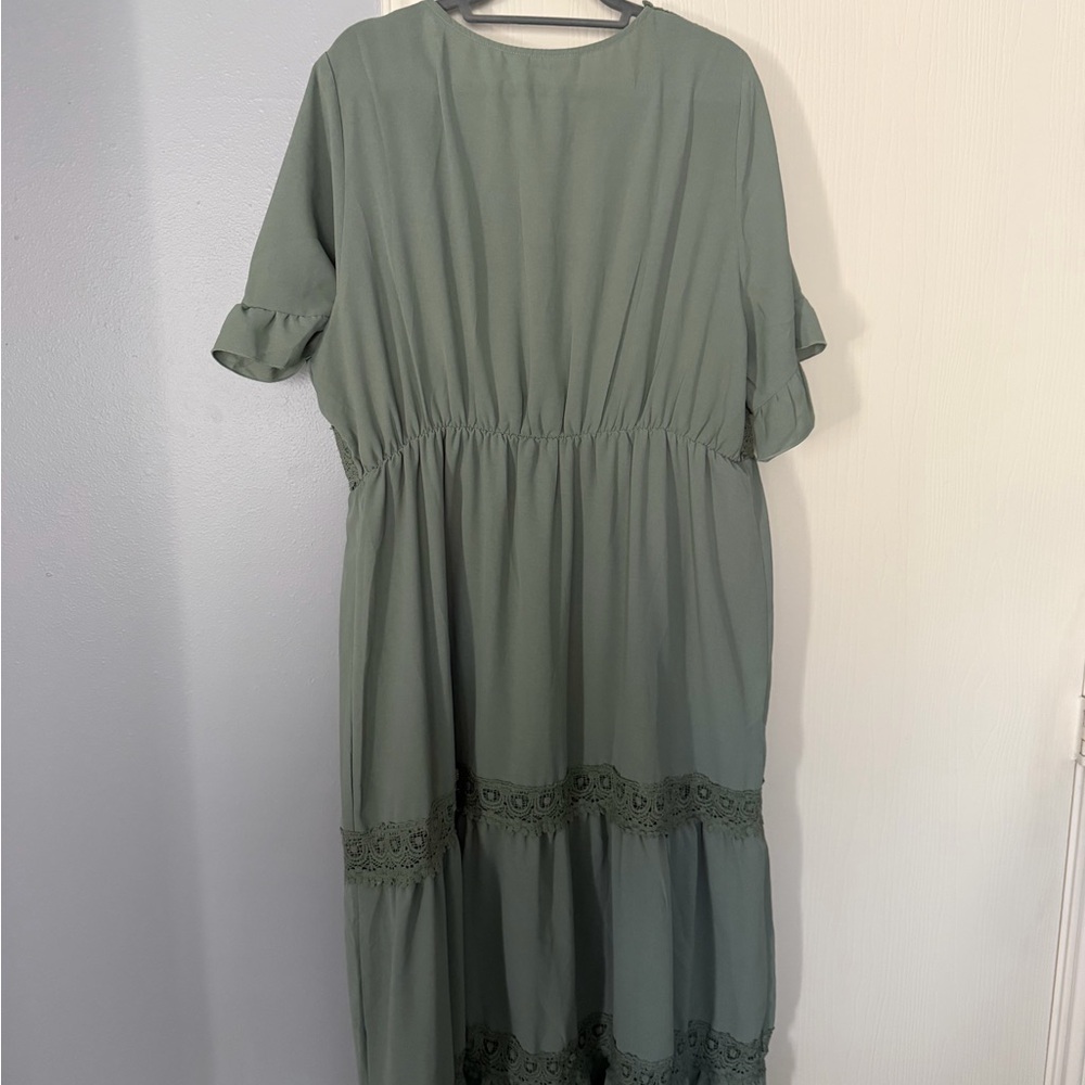 BloomChic Sage Green Lace Maxi Dress - Picture 3 of 4